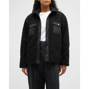 $250 ONIA Women's Black Sherpa Nylon Cozy Fleece Jacket Coat - Size XL